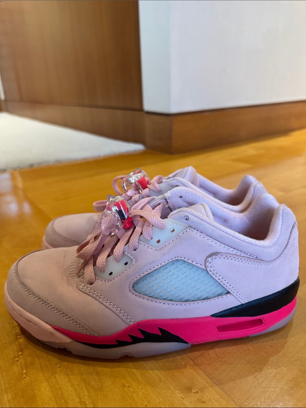 Nike Jordan Pink Athletic Sneakers with Hot Pink Accents